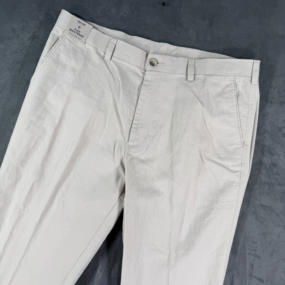 $95 NEW Kenneth Cole Reaction Mens Slim Fit Linen Blend Chino Pants 38x34